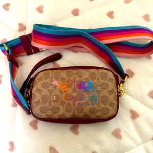 Coach Rainbow Glitter Dinosaur Camera Crossbody Bag